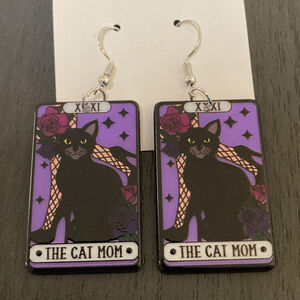 Cat Mom Tarot Card earrings
